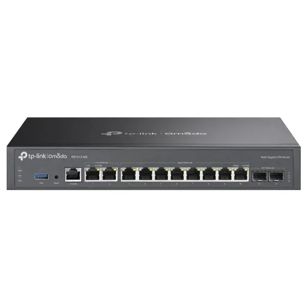 TP-Link Omada ER7412-M2 Multi-Gigabit VPN Router, Quad-Core, 2x 2.5G RJ45 WAN/LAN Ports, 10x Gigabit WAN/LAN Ports, 1x USB 3.0 Port