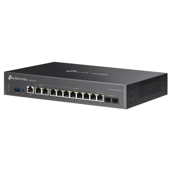 TP-Link Omada ER7412-M2 Multi-Gigabit VPN Router, Quad-Core, 2x 2.5G RJ45 WAN/LAN Ports, 10x Gigabit WAN/LAN Ports, 1x USB 3.0 Port
