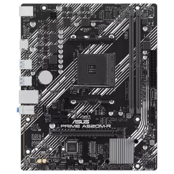 ASUS PRIME A520M-R Micro-ATX Motherboard, AMD A520 Chipset, AM4 Socket, M.2 Support, Realtek 1GB Ethernet, HDMI, SATA 6Gbps