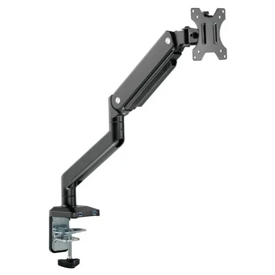 MXG BMA-12U Mechanical Spring Monitor Arm, 17"-32" Single Monitor, 2-10kg Capacity, 2xUSB 3.0 Port, Matte Black