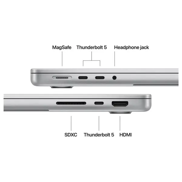 Apple MacBook Pro 14, Apple M5 Pro 18-Core Chip, 24GB Unified RAM, 2TB SSD, 14" 3024 x 1964 Liquid Retina XDR Screen, 20-Core GPU, Wi-Fi 7 and Bluetooth 6, Thunderbolt 5 and HDMI, Silver MGDP4