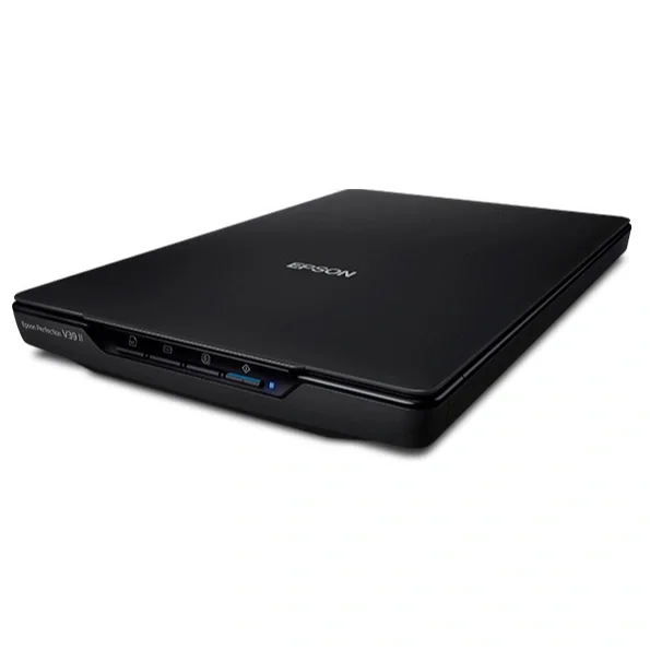 Epson Perfection V39 II Color Photo and Document Flatbed Scanner, 4800 DPI Optical Resolution, USB-Powered, High-Rise Removable Lid, Built-In Kickstand