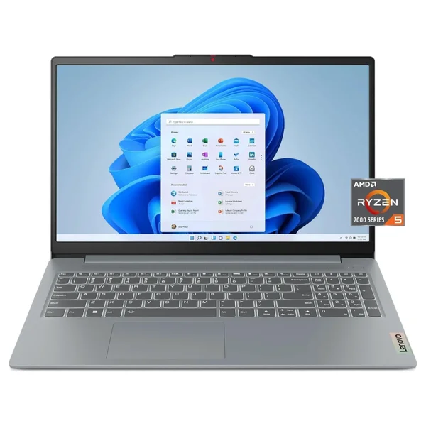 Lenovo IdeaPad Slim 3, AMD Ryzen 5 7520U, 8GB LPDDR5-5500 RAM, 512GB PCIe 4.0 NVMe SSD, Integrated Radeon 610M, 15.6″ FHD IPS Touch, Windows 11 Home, Arctic Grey 82XQ00RSUS