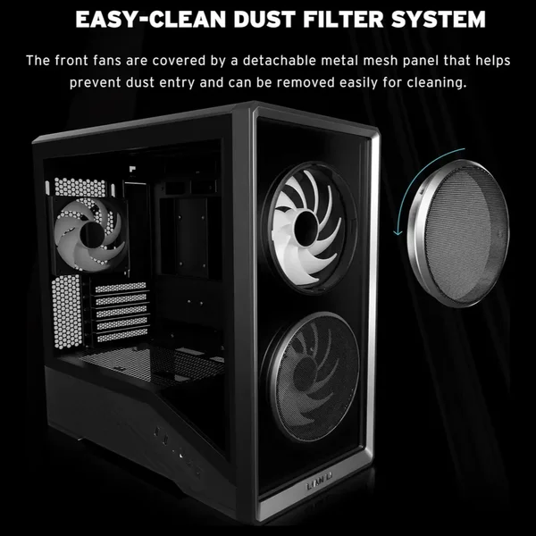 Lian Li Vector V150 INF Micro ATX PC Case, 3x ARGB PWM Fans 2x140mm and 1x120mm, Infinity Mirror Front Panel, Tempered Glass Front and Side, Supports Backconnect M-ATX and 360mm Radiator, Black, G99.V150INFX.00