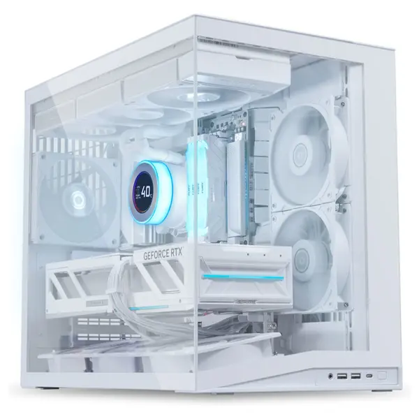 LIAN LI O11D Dynamic Mini V2 FLOW Mid Tower Case, Panoramic View, High-Performance Airflow, 5x120mm Reverse Blade Fans, Tempered Glass Panels, O11DMIV2FW White