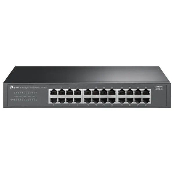 TP-Link LS1024G 24-Port Gigabit Desktop and Rackmount Switch, 24x 10/100/1000Mbps Ports, QoS, Plug and Play, Fanless Design