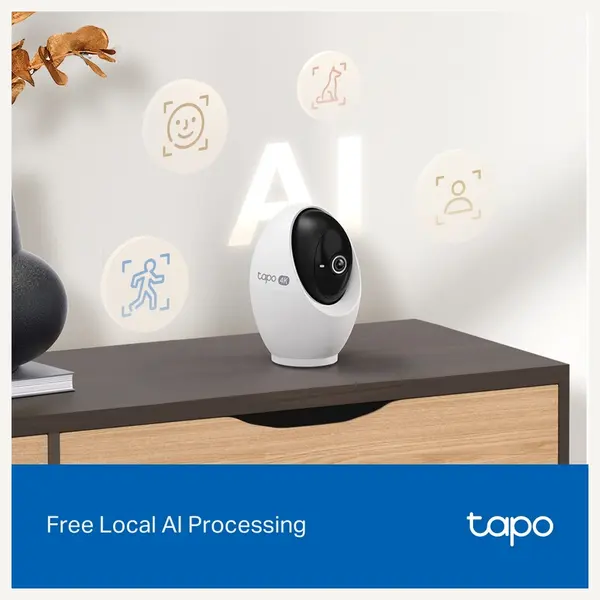 TP-Link C260 Pan and Tilt AI Home Security Wi-Fi Camera, 4K 8MP Video, 360 Degree Horizontal and 116 Degree Vertical, Human Face Recognition, Night Vision Up to 40ft