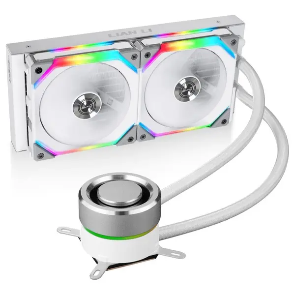Lian Li GALAHAD AIO UNI FAN SL120 EDITION, 240mm RGB Liquid CPU Cooler, 800-1900RPM, 58.54CFM, Intel LGA115X LGA1200 LGA1700 and AMD AM4 AM5, GA-240SLA White