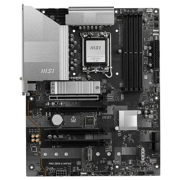 MSI PRO Z890-S WIFI6E Motherboard, LGA1851, DDR5 8800+MT/s OC, PCIe 5.0, Lightning Gen 5 x4 M.2, 2.5G LAN and Wi-Fi 6E