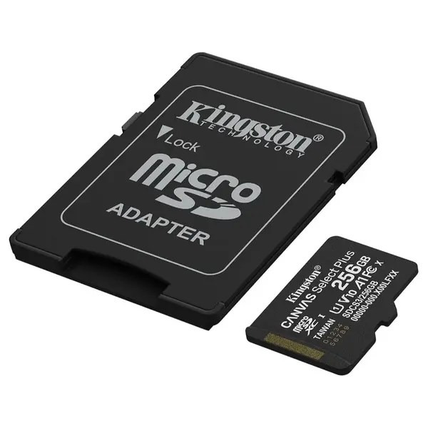 Kingston Canvas Select Plus microSD Card, 256GB, Up to 150MB/s, Class 10 UHS-I U1 V10 A1, SDCS3/256GB