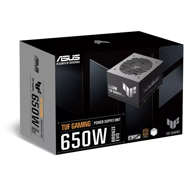 ASUS TUF Gaming 650W Bronze EVO Power Supply, Modular Design, ATX 3.1, 80Plus Bronze, Active PFC, TUF-GAMING-650B-EVO