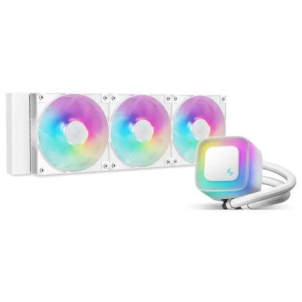 DeepCool LE360 WH V2 Liquid CPU Cooler, 402x120x27mm Aluminum Radiator, 3x120mm ARGB Hydro Bearing Fans, Anti-Leak Technology, White R-LE360-WHAMMN-G-2
