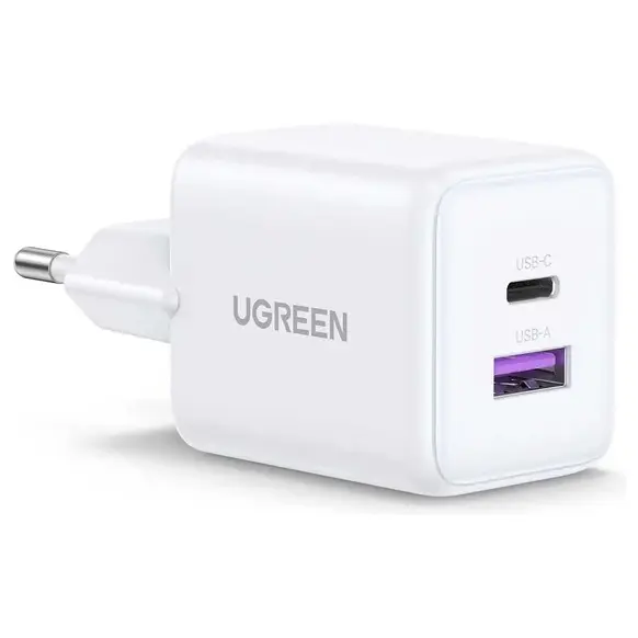 Ugreen 2-Port GaN Fast Charger, 30W, 1xUSB-C Plus 1xUSB, QC3.0, X516