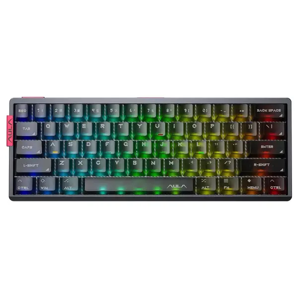 AULA AG60 Pro 60% Wired Aluminum Dual-Engine Gaming Keyboard with Hall Effect Magnetic Switch, 8K Polling Rate, 0.1ms Latency, Dynamic RGB Backlight, Black Frosted Translucent