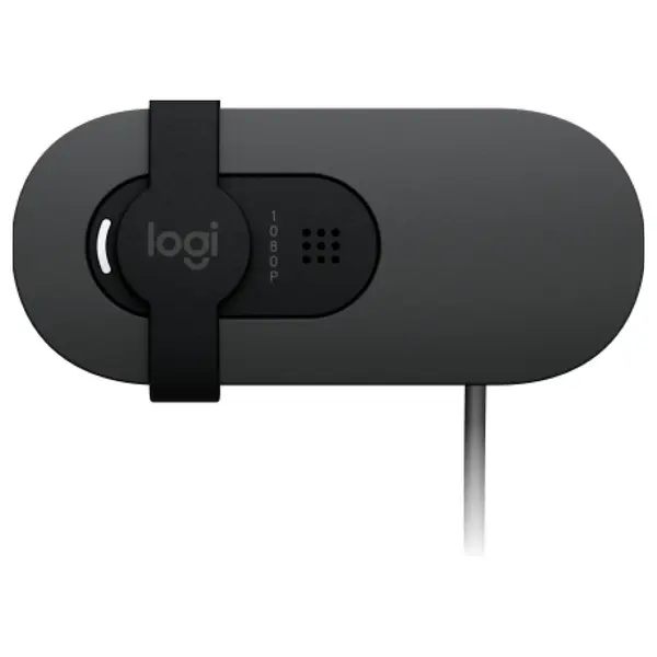 Logitech BRIO 100 Webcam, Full HD 1080p 30fps, RightLight 2 Auto-Light Balance, Built-In Mic, Integrated Privacy Shutter, USB-A Plug-and-Play, Graphite