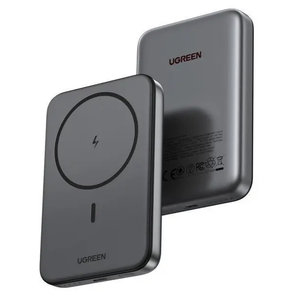 UGREEN ZAPIX Series Magnetic Wireless Fast Charging Power Bank, 10000mAh, 20W, PD and FQI, 1 x QI and 1 x USB-C, PB561, Black 25919