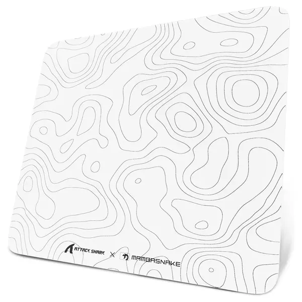 ATTACK SHARK CM05 Tempered Glass Gaming Mouse Pad, Ultra-Smooth Surface, 9H Tempered Glass, Low Surface Friction, Non-Slip PU Leather Bottom, 450x400mm or 410x310x5mm, White Contours