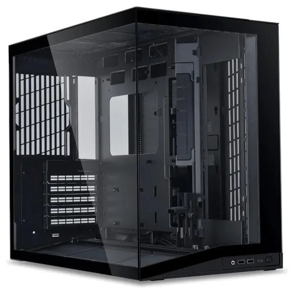 Lian Li O11D Mini V2 Compact ATX Mid-Tower PC Case, Pillar-Less Tempered Glass, Adjustable I-O, GPU Anti-Sag Brackets, Black