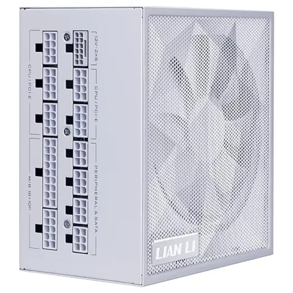 Lian Li SX Series Modular Power Supply, 80 PLUS Platinum Efficiency, ATX 3.1 and PCIe 5.1 Compliant, Fully Modular Braided Cables, 120mm FDB Fan With Zero RPM Mode, 1000W, White SX1000P