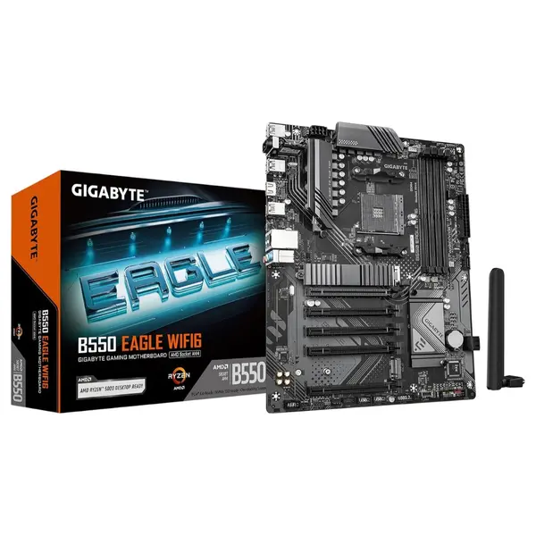 GIGABYTE B550 Eagle WIFI6 ATX Motherboard, AMD AM4, DDR4, 10+3 Power Phase, 2x M.2, PCIe 4.0, USB-C, WiFi 6, 1GbE LAN