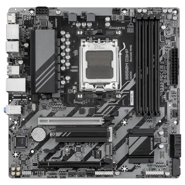 GIGABYTE B850M D3HP Motherboard, AMD Ryzen 9000 Series CPUs, 5+2+2 Phases Digital VRM, Up to 8200MHz DDR5 OC, PCIe 5.0 x16, 1xPCIe 5.0 and 1xPCIe 4.0 M.2, Socket AM5