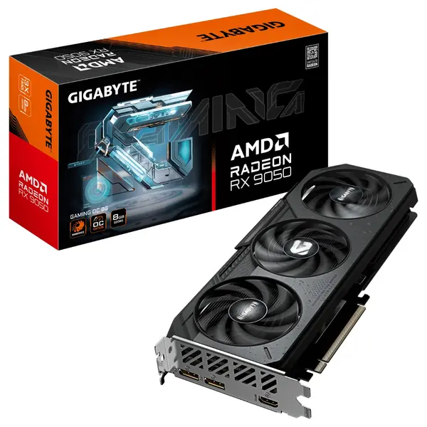 Gigabyte Radeon RX 9050 GAMING OC 8G Video Graphics Card, 8GB GDDR6 128-Bit, Boost Up to 2760MHz, Game Up to 2260MHz, WINDFORCE Cooling, PCI-E 5.0, GV-R9050GAMING OC-8GD