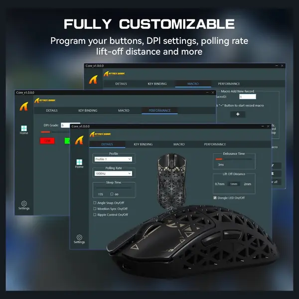 ATTACK SHARK R5 ULTRA Carbon Fiber Wireless Gaming Mouse, PixArt PAW3950MAX Sensor, Up to 42000 DPI, 8000Hz Wireless Polling Rate, BT and 2.4G Wireless and Wired, Black