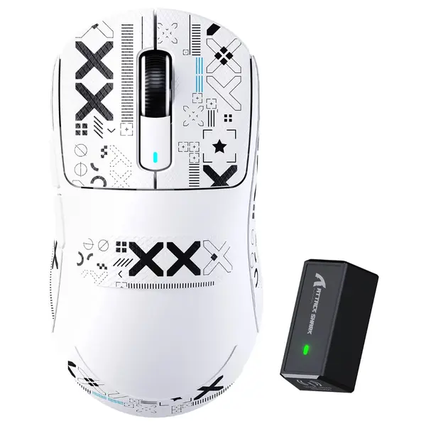 ATTACK SHARK X3 PRO Gaming Mouse, 4K Wired and 8K Wireless, 59g Super Light, PixArt PAW3395 Sensor, BT and 2.4G Wireless and Wired, 6 Adjustable DPI up to 26000, 200 Hours Battery, White