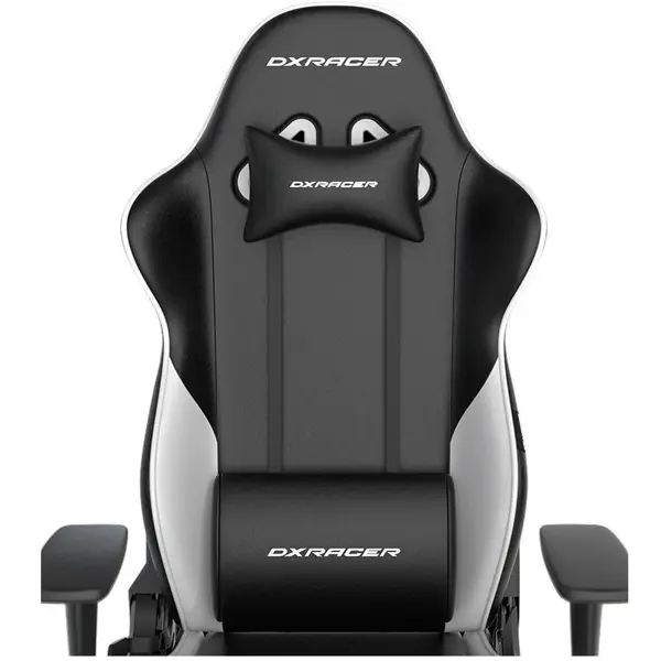 DXRacer Prince Series Gaming Chair, Racing Style, Cooling Gel Headrest, Lumbar Support, 2D Armrest, 90-135 Degree Recline, PVC Leather, Black White