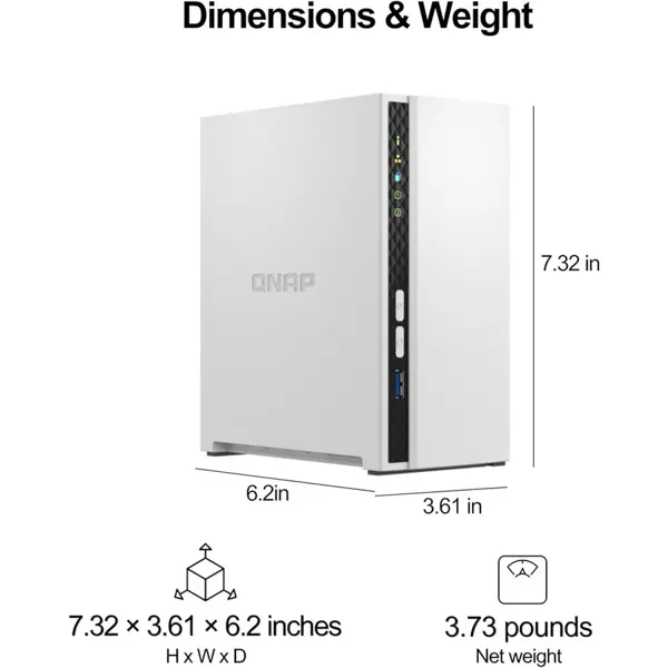 QNAP TS-233-US Desktop NAS, ARM Cortex-A55 Quad-Core 2.0GHz, 2GB DDR4 RAM