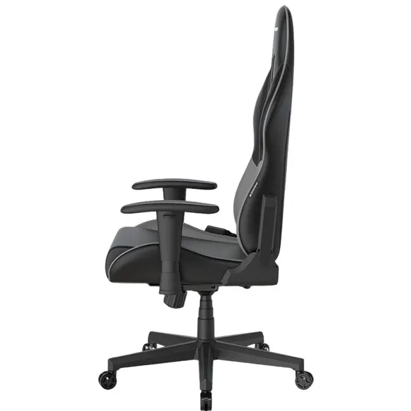 DXRacer Prince Series Gaming Chair, Racing Style, Cooling Gel Headrest, Lumbar Support, 2D Armrest, 90-135 Degree Recline, PVC Leather, Black Grey