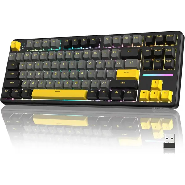 ATTACK SHARK X87 Wireless Tri-Mode Mechanical Gaming Keyboard, Hot-Swappable, Gasket Mount, RGB Backlit, Pre-Lubed Linear Switches, Side-Printed PBT Keycaps, TKL 87-Key, Star Black