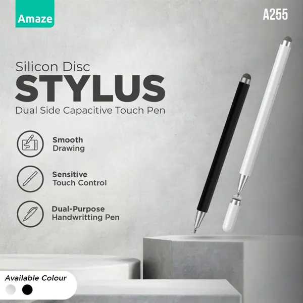 AMAZE Twin-Tip Universal Stylus Pen A255 Black and Silver