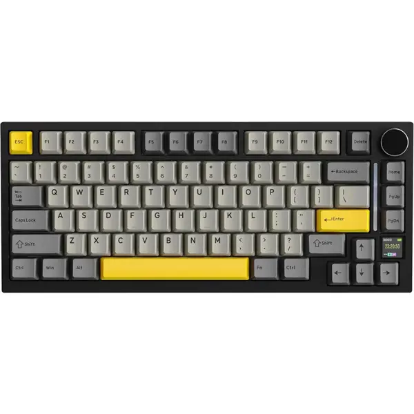 ATTACK SHARK X820Ultra Tri-mode Gasket Mechanical Keyboard, 75% ANSI Layout, Bluetooth 5.1 and 2.4G Wireless and Type-C Wired, TFT Smart Display and Knob, Hot-Swappable, Programmable RGB, Star Black