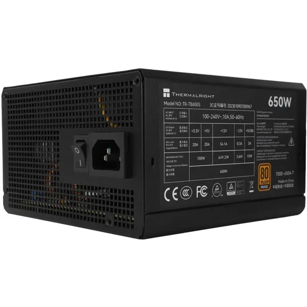 Thermalright TB-650S 650W 80 PLUS Bronze Certified PSU - ATX 3.0 - Non-Modular - ATX