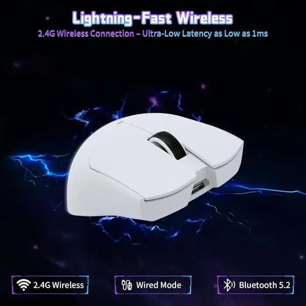 ATTACK SHARK X11SE Wireless Gaming Mouse, PixArt PAW3311 Sensor, Tri-Mode BT/2.4G/Wired, 59g Ultra-Light, 65 Hours Battery, White