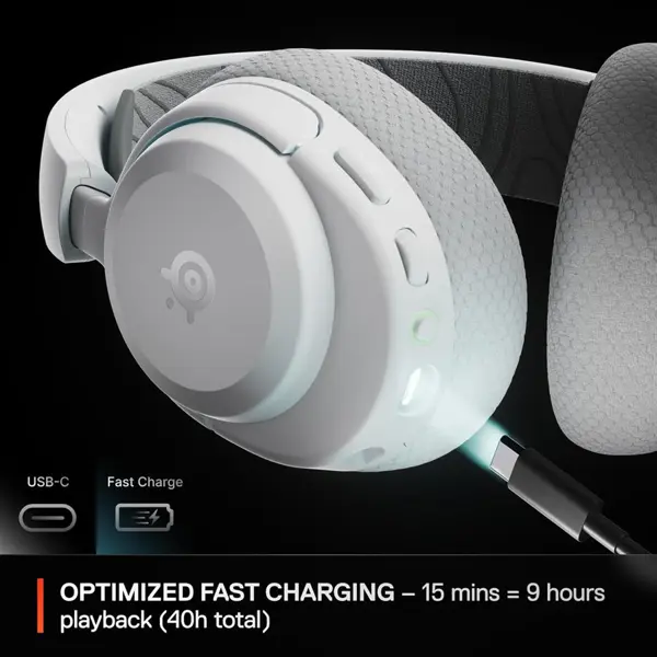 SteelSeries Arctis Nova 3P Wireless Gaming Headset, Mobile App Control, 40HR Battery With Fast Charging, 2.4GHz and Bluetooth, For PlayStation PC and Switch, White 61687