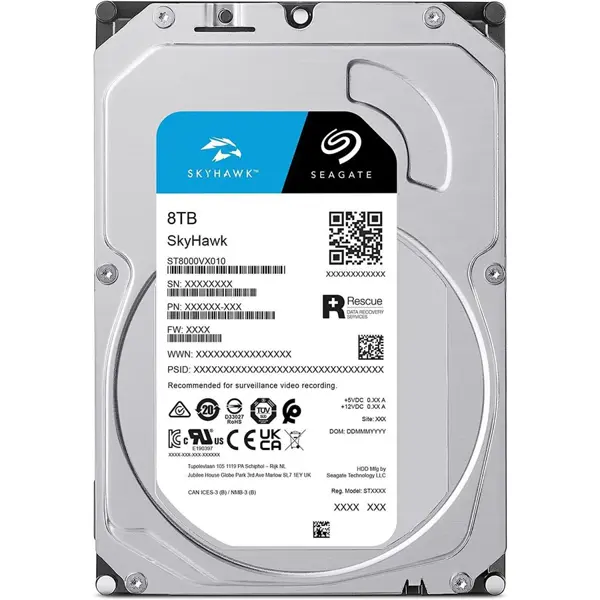 Seagate SkyHawk ST8000VX010 8TB 5400 RPM 256MB Cache SATA 6.0Gb/s 3.5" Hard Drive