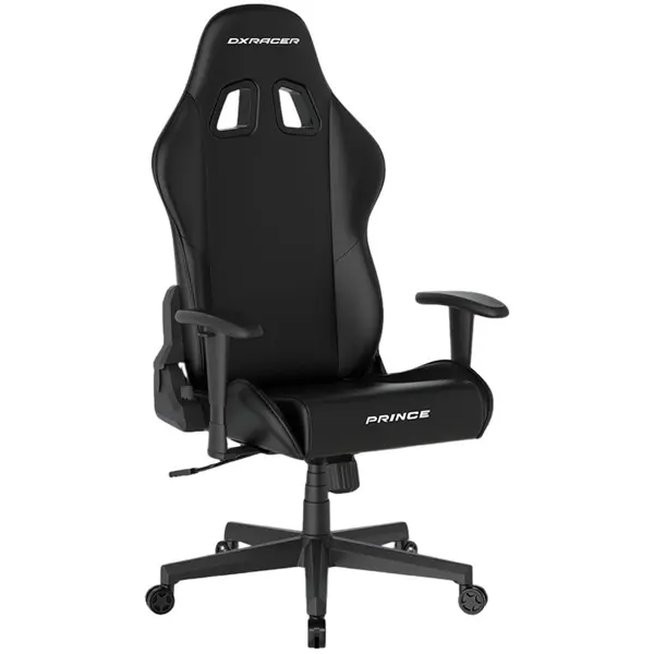DXRacer Prince Series Gaming Chair, Racing Style, Cooling Gel Headrest, Lumbar Support, 2D Armrest, 90-135 Degree Recline, PVC Leather, Black