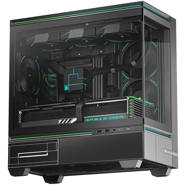Thermalright TL-M10 Mid-Tower mATX PC Case, Tempered Glass Front and Side, ABS and SPCC, 4x ARGB Fans Pre-Installed, Up to 360mm Radiator, USB 3.0x2 and Type-C, Audio Mic, GPU Length Limit 360mm, Black