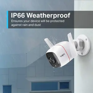 TP-Link Tapo C310 Outdoor Security Wi-Fi Camera - H.264, 3MP Ultra HD, 2K Resolution, IP66 WeatherProof, Two-Way Audio