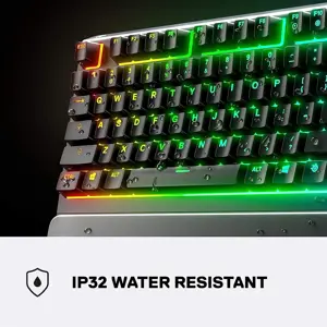 SteelSeries Apex 3 Water Resistant RGB Gaming Keyboard - 64795 - Whisper Quiet Gaming Switch - English US