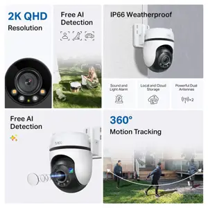 TP-Link Tapo C520WS Outdoor Pan/Tilt Security Wi-Fi Camera | 2K QHD Live View, Starlight Color Night Vision, Alexa and Google Assistant supported, 4MP QHD (2560×1440)