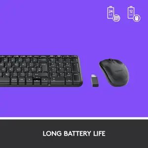 Logitech MK220 Wireless Keyboard and Mouse Combo, 10m Wireless Range, 10-Key Number Pad, Music Controls, Spill-Resistant Keyboard, Smooth Optical Tracking Mouse