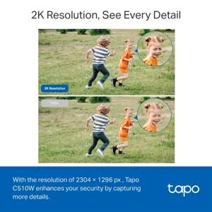 TP-Link Tapo C510W Outdoor Pan Tilt Security WiFi Camera, 2K Resolution, 360° View, Color Night Vision, IP65, Black