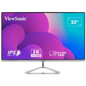 ViewSonic VX3276-2K-MHD-2 Entertainment Monitor 32 Inch IPS QHD HDR10 Silver