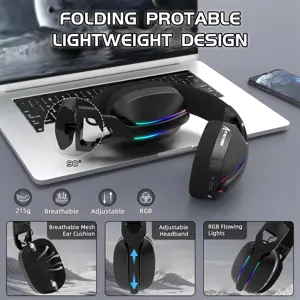 Attack Shark L90 Gaming Headset, Tri-Mode Bluetooth 5.3, 2.4GHz, 3.5mm, 7.1 Surround Sound, RGB Lighting, Black