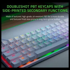Razer Huntsman Mini Gaming Keyboard, Razer Optical Switches, Clicky Optical Switch Purple, 60% Form Factor, Chroma RGB Lighting, US, Mercury, RZ03-03390300-R3M1