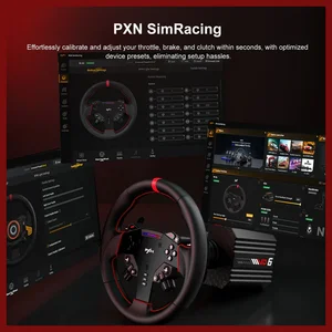 PXN VD6 Bundle PC Steering Wheel and Pedals, 6Nm Direct Drive Servo Motor Base, W AS Racing Wheel, Hall Effect 2-Pedal Set, Table Clamp
