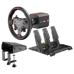 PXN VD6 Bundle PC Steering Wheel and Pedals, 6Nm Direct Drive Servo Motor Base, W AS Racing Wheel, Hall Effect 2-Pedal Set, Table Clamp